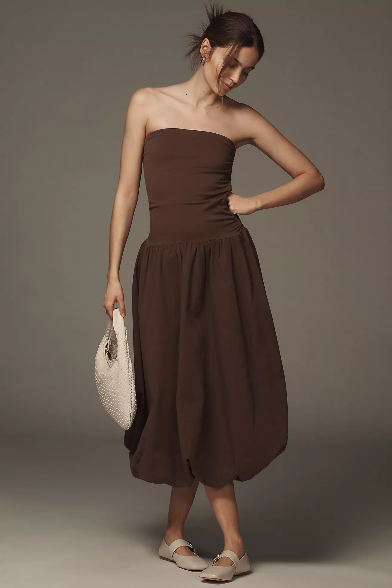 Mare Mare Strapless Drop-Waist Bubble Midi Dress | Anthropologie (US)