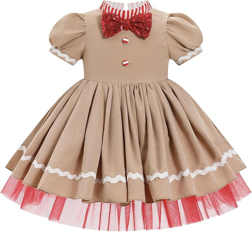 FYMNSI Baby Girls Christmas Dress Toddler Kids Heart Sequin Green Ruffle Tulle Tutu Dress Santa B... | Amazon (US)