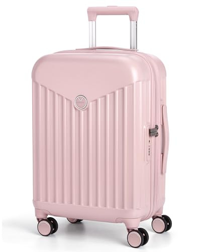 BAGSMART Hardside Expandable Luggage With Spinner Wheels, PC Lightweight Carry-On Luggage Airline Approved With TSA Lock, Durable Women Travel Suitcase Carry On 20 Inch, Pink | Amazon (US)
