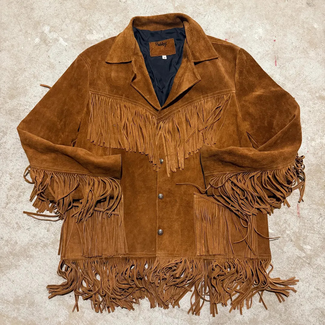 Vintage 70’s Ben Kallen NYC Western Cowboy Hippie Buckskin Leather Brown Suede Fringe Jacket Un... | Etsy (US)
