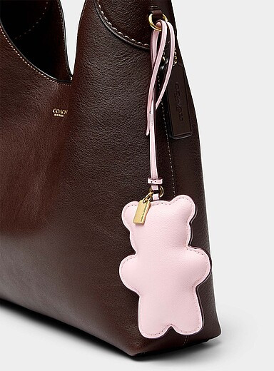 Leather pink teddy bear bag charm | Simons