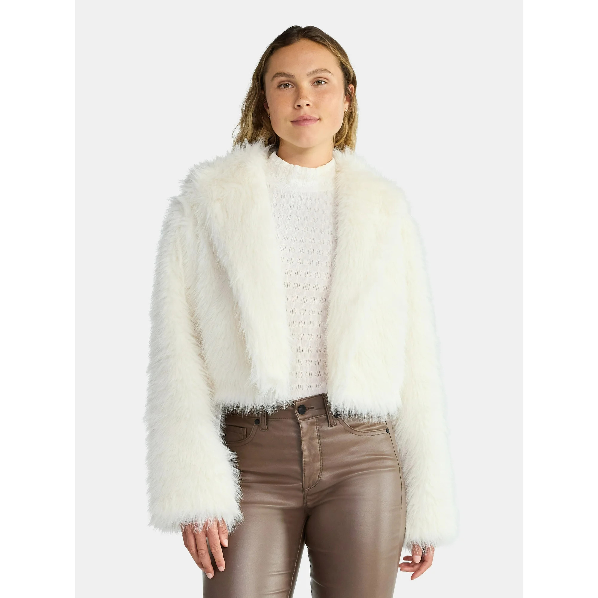 Madden NYC Women's Faux Fur Cropped Jacket, Sizes XXS-XXL | Walmart (US)