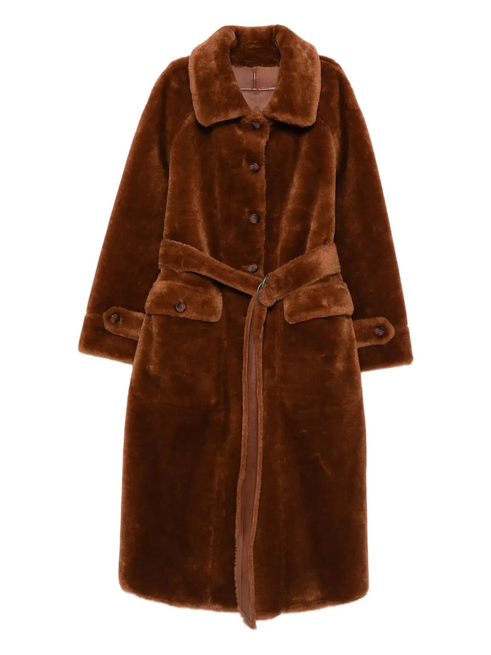 Urbancode belted button-front coat - Brown | Farfetch Global