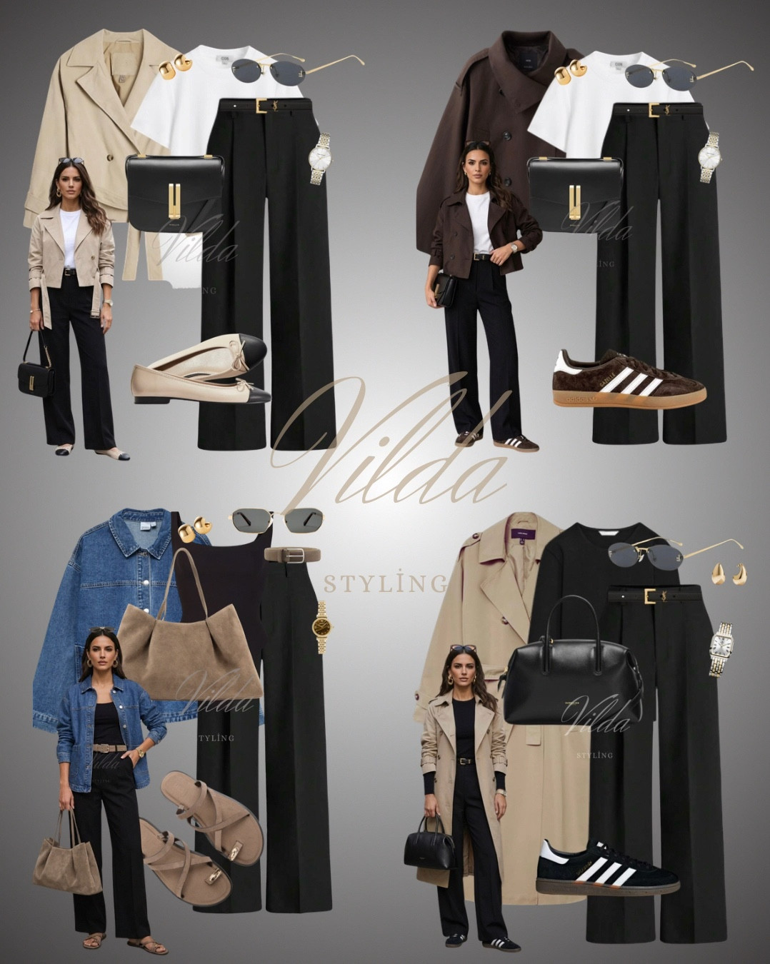How I Style: Black Trousers for Every Occasion
• Look 1: Classic Trench & Flats for those busy city days.
• Look 2: Chocolate Brown
Tones & Gazelles for a cool, sporty edge.
• Look 3: Denim & Suede textures for a relaxed summer-to-fall transition.
• Look 4: Long Trench & Sneakers for the ultimate
"clean girl" aesthetic.
#OutfitInspo #StreetStyle
#CasualChic #BlackTrousers #StylingTips 

#LTKeurope #LTKspring #LTKstyletip