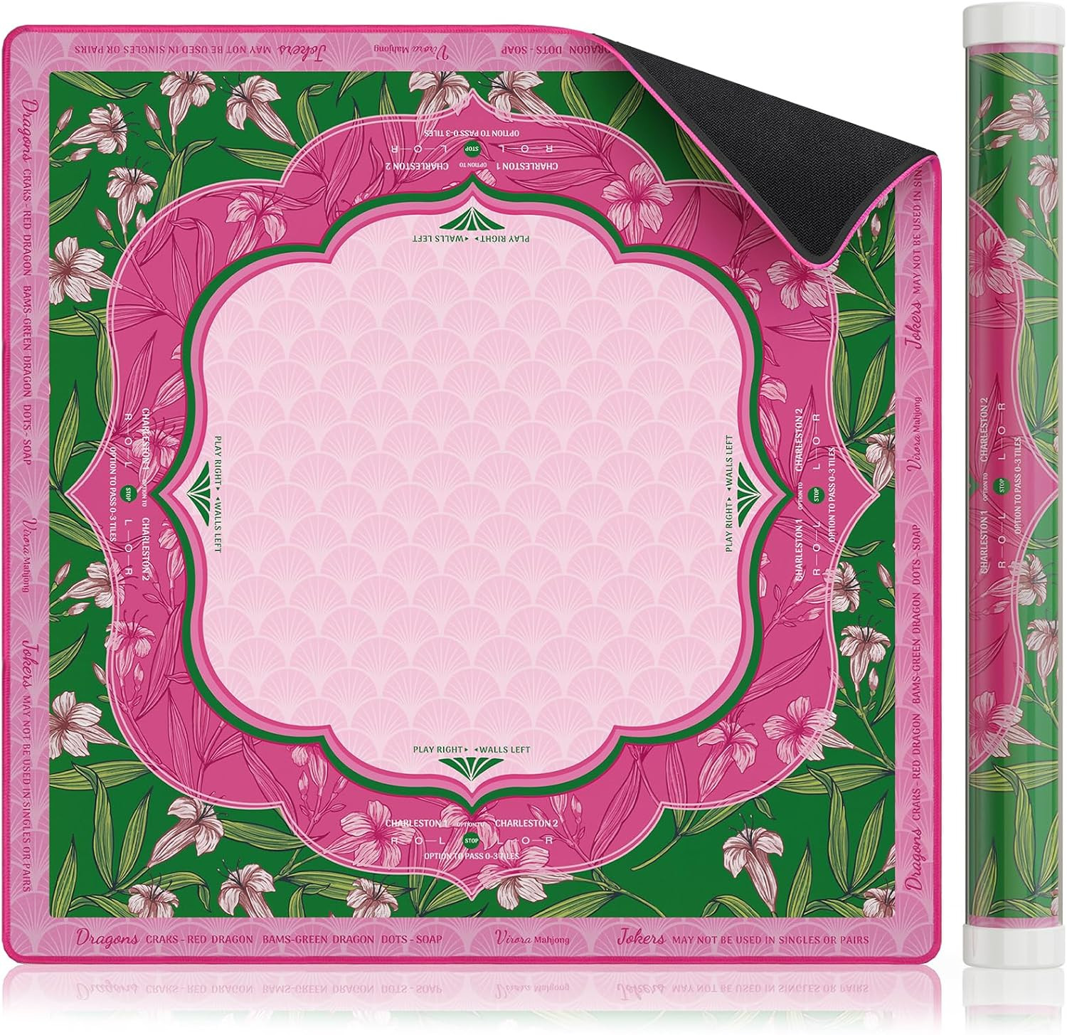 Mahjong Mat for Table, American Mahjong Mat with Rules, 3MM Non-Slip Rubber Noise Reduction Mah Jong Mats, 32.7x32.7in Rolled No Creases Waterproof Table Cloth for Mah Jong & Card Games | Amazon (US)