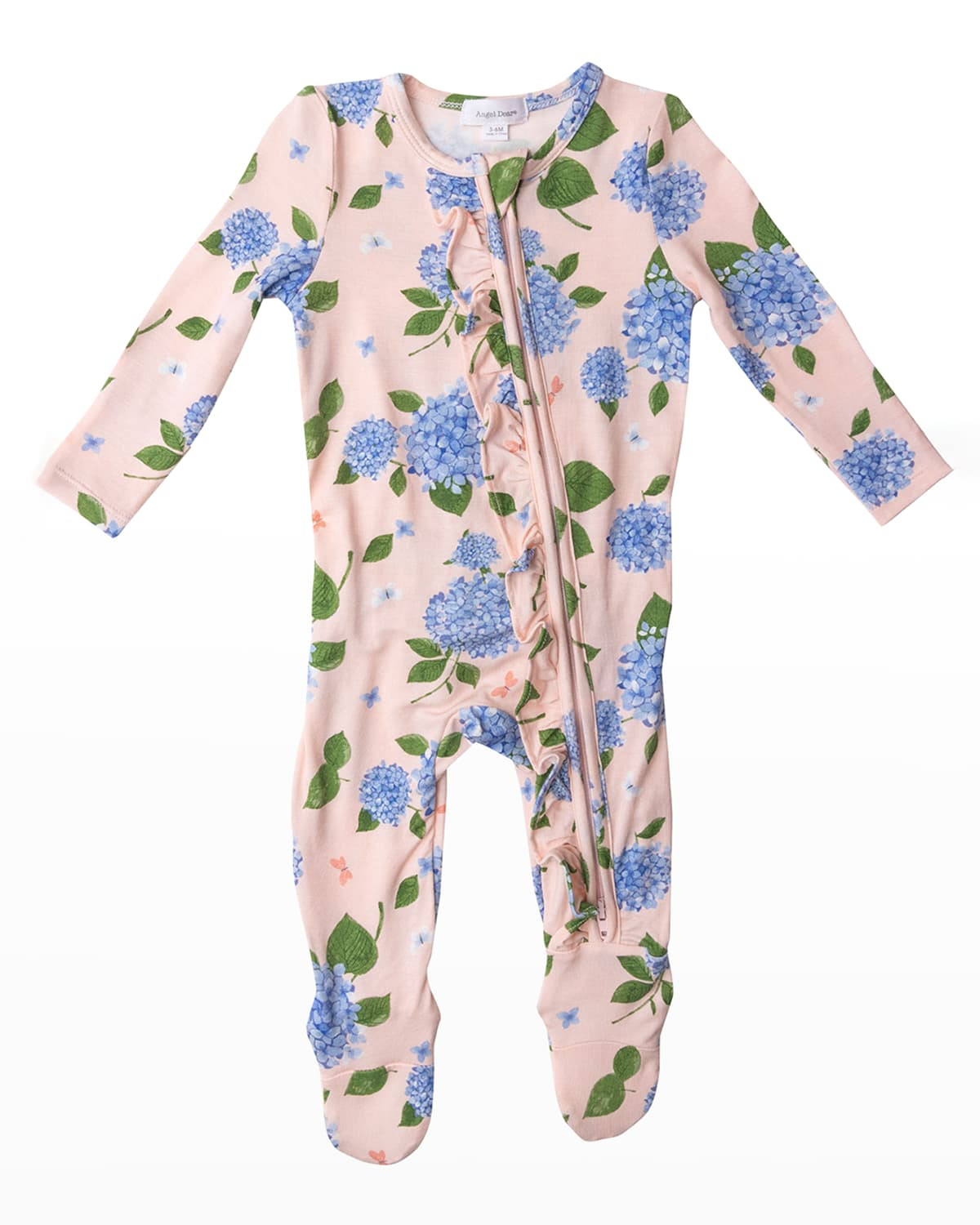 Girl's Hydrangea Ruffle Footie Pajamas, Size Newborn-18M | Neiman Marcus
