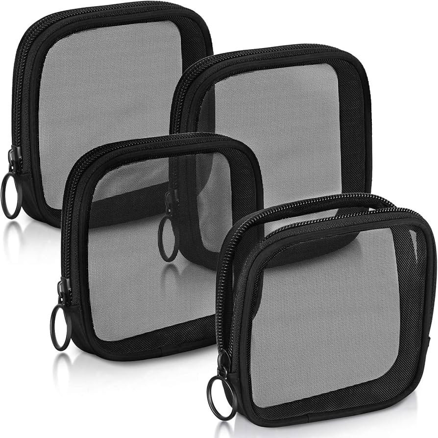Weewooday 4 Pcs Mesh Makeup Bag Mesh Cosmetic Bag Travel Toiletry Pouch with Zipper Mini Makeup C... | Amazon (US)