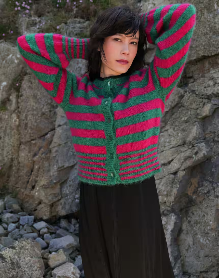 The Mohair Bright Stripe Cardigan | Brora