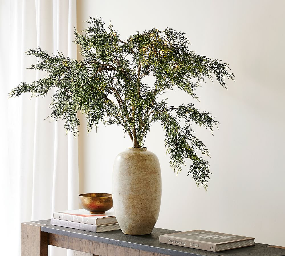 Lit Faux Juniper Branch | Pottery Barn (US)
