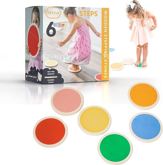 Tottlr Stepping Stones for Kids - Set of 6 Colorful Balance Stepping Stones Made from Non-Toxic B... | Amazon (US)