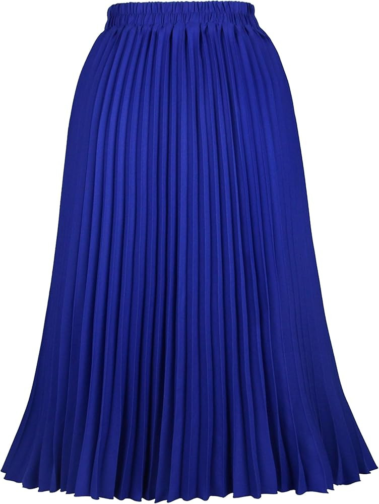 Women's Pleated Skirts High Elastic Waist A-Line Swing Skirt Midi Length | Amazon (US)