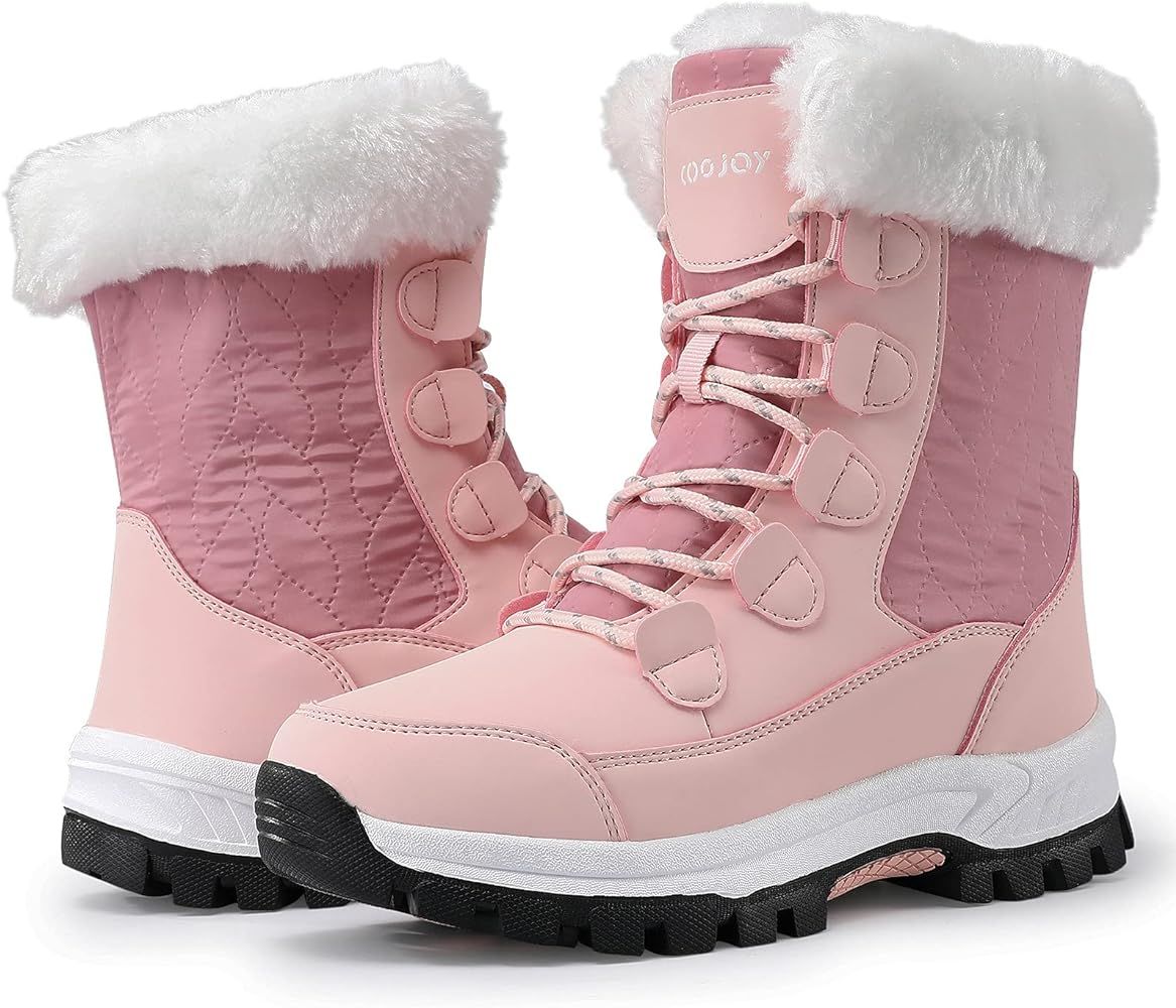 COOJOY Women's Snow Boots Winter Furry Mid Calf Shoes | Amazon (US)