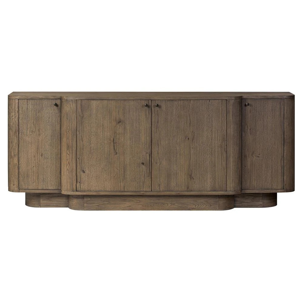 Caleb Rustic Lodge Brown Oak Media Console - 85" | Kathy Kuo Home
