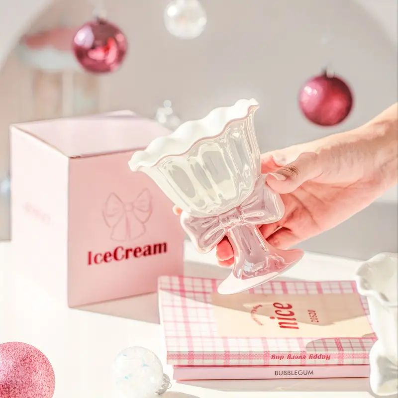 Ice Cream Cup Japanese Bowknot Ceramic Dessert Cup Exquisite - Temu Canada | Temu Affiliate Program