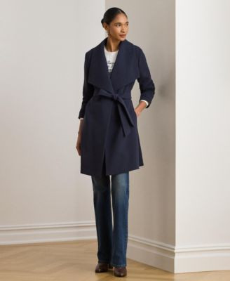 Lauren Ralph Lauren Women's Belted Wing Collar Trench Coat - Dark navy | Macy's