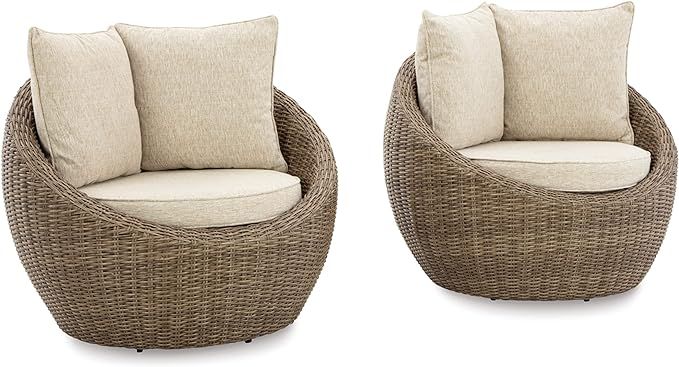 Signature Design by Ashley DANSON Swivel Lounge with Cushion, 2 Count, Light Brown | Amazon (US)