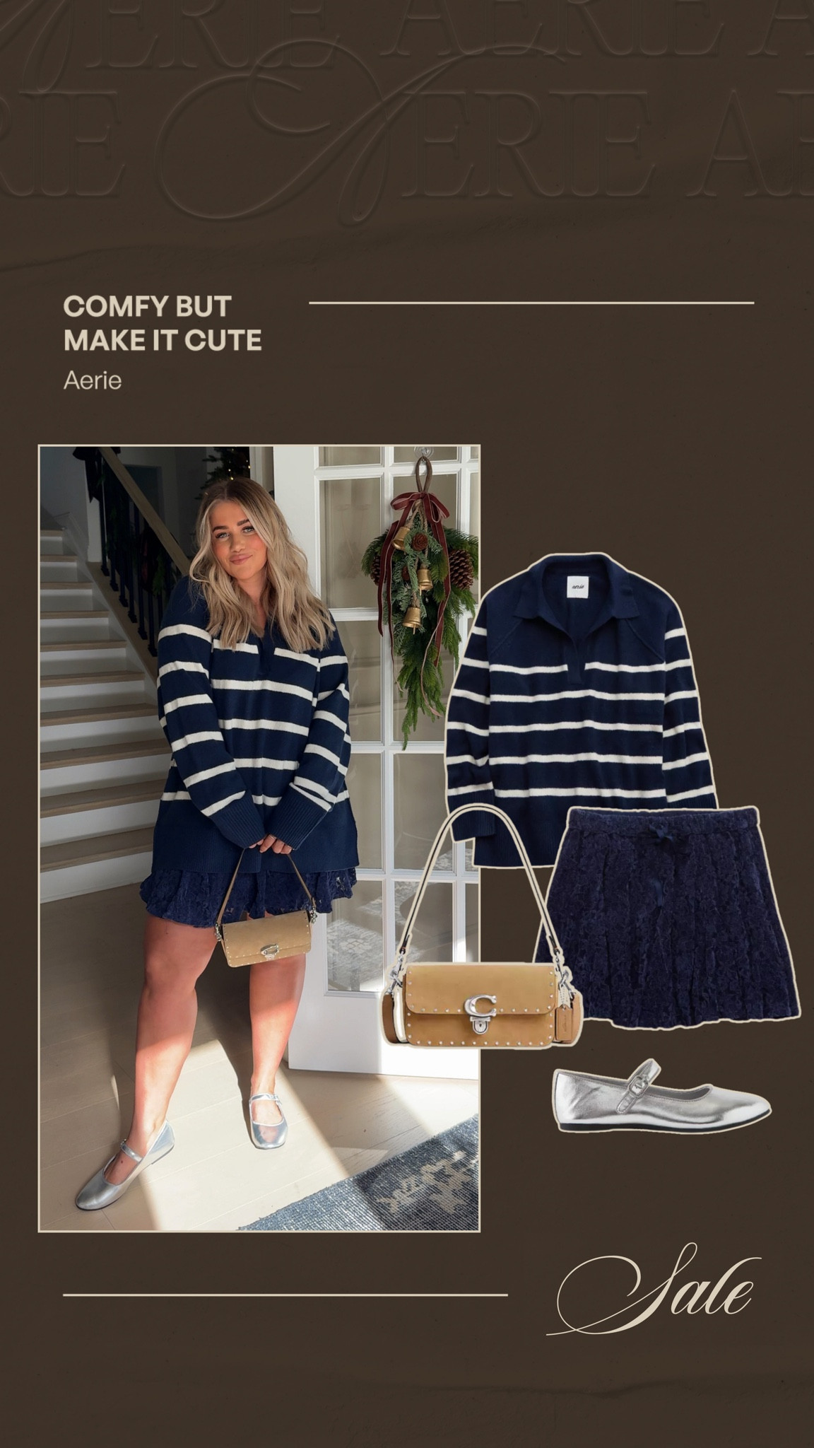 Aerie outfit idea for girls in warmer weather still🤍 #aerie #winter #skirt 

#LTKSeasonal #LTKMidsize #LTKHoliday