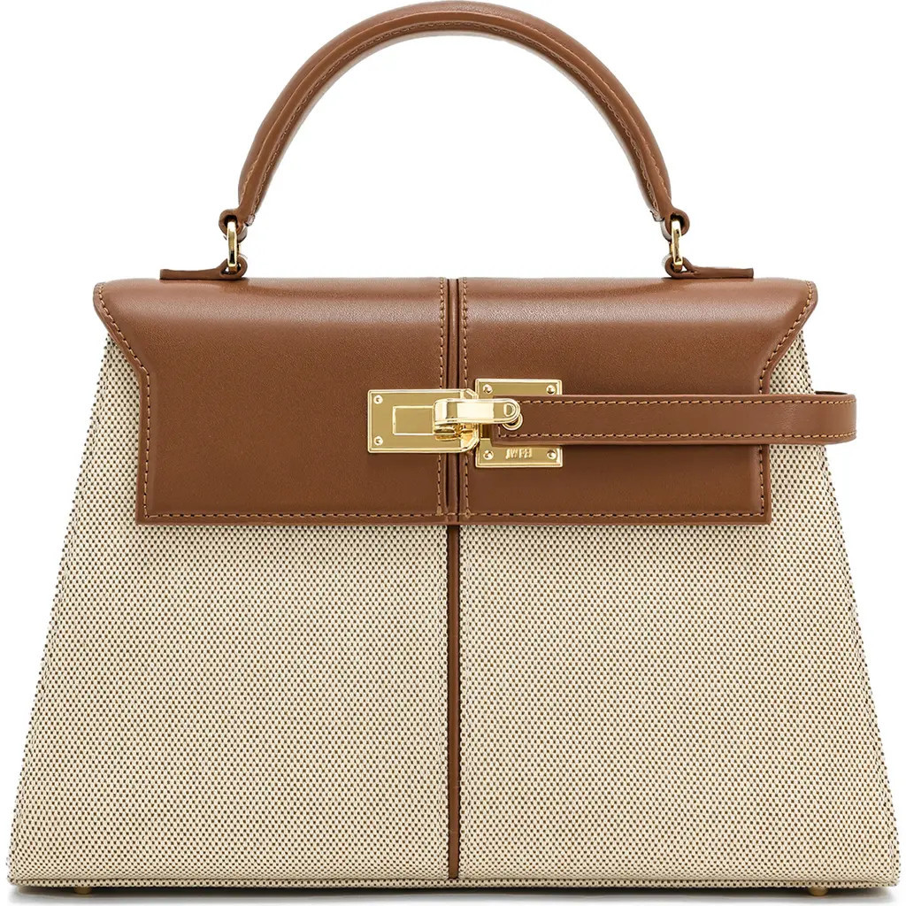 JW PEI Large Elise Faux Leather Top Handle Bag in Brown Canvas at Nordstrom | Nordstrom