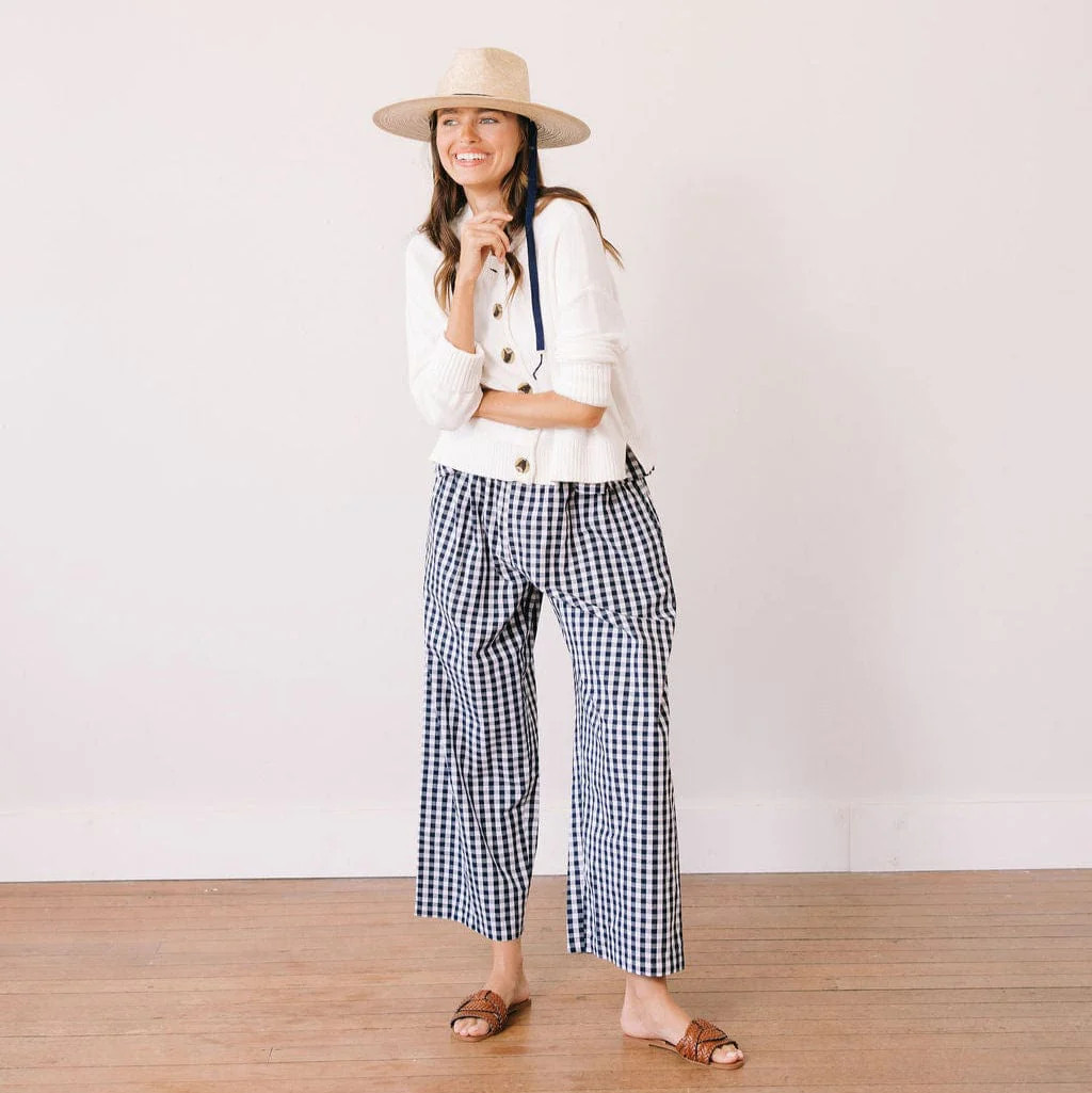 Navy Gingham Daphne Pant | Sunshine Tienda