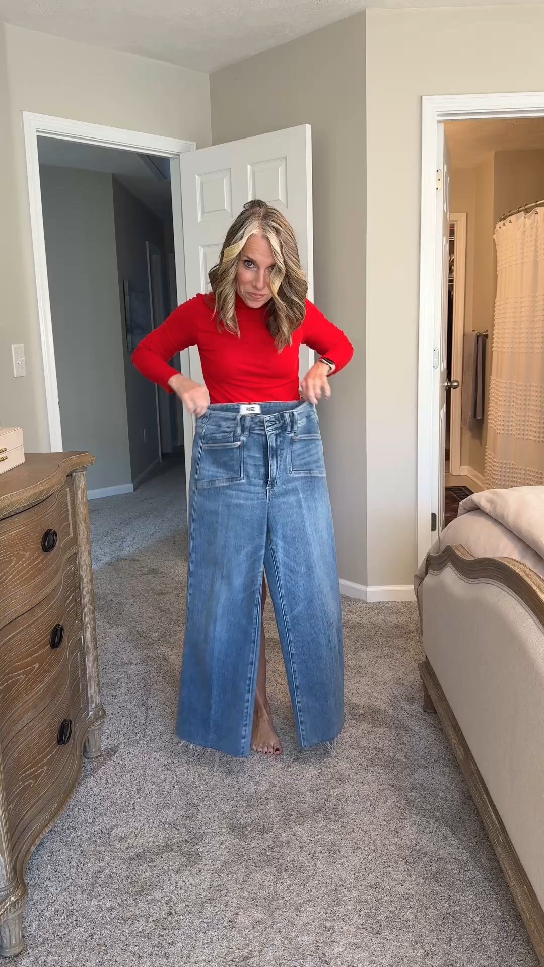 GRWM 
wearing XS sweater and 27 jeans 

#LTKSaleAlert #LTKOver40