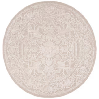 SAFAVIEH Reflection Cream/Ivory 7 ft. x 7 ft. Round Oriental Area Rug RFT665D-7R | The Home Depot