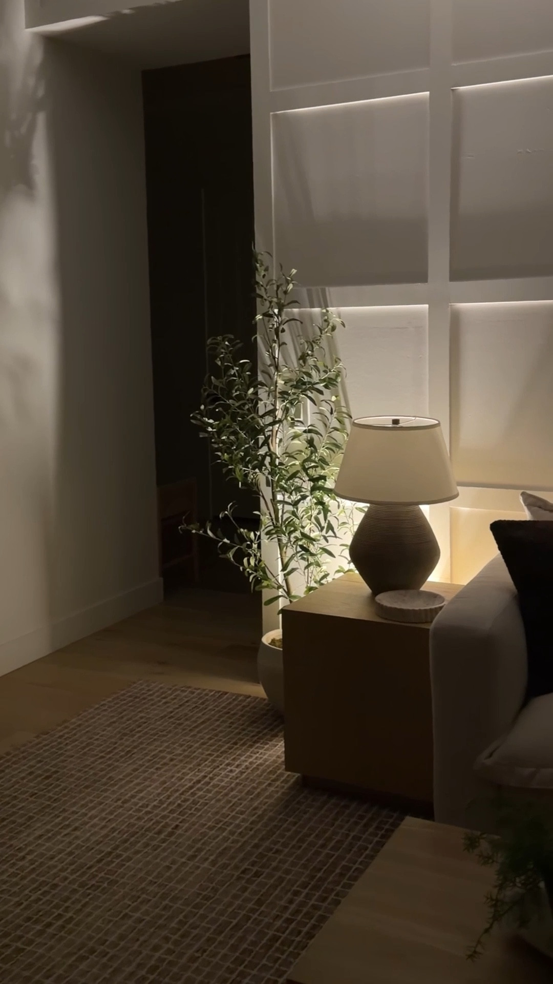 Proof that lighting is the real design upgrade. The uplighting on the tree and wall glow completely transform this room at night. 

modern flex room lighting, flex room design ideas, home lighting at night, uplighting indoor tree, accent lighting ideas, cozy flex room, modern organic home, warm ambient lighting, interior lighting inspiration, moody home lighting, evening home decor, neutral home design, contemporary flex room, home lighting transformation, aesthetic home at night, layered lighting interior, design details that matter, luxury lighting on a budget, home mood lighting, interior design lighting tips



#LTKHome