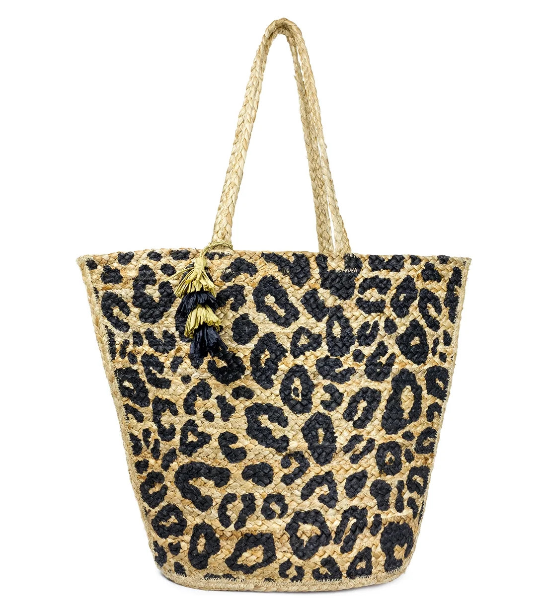 Magid Straw Jute Leopard Print Tote Handbag Purse | Walmart (US)