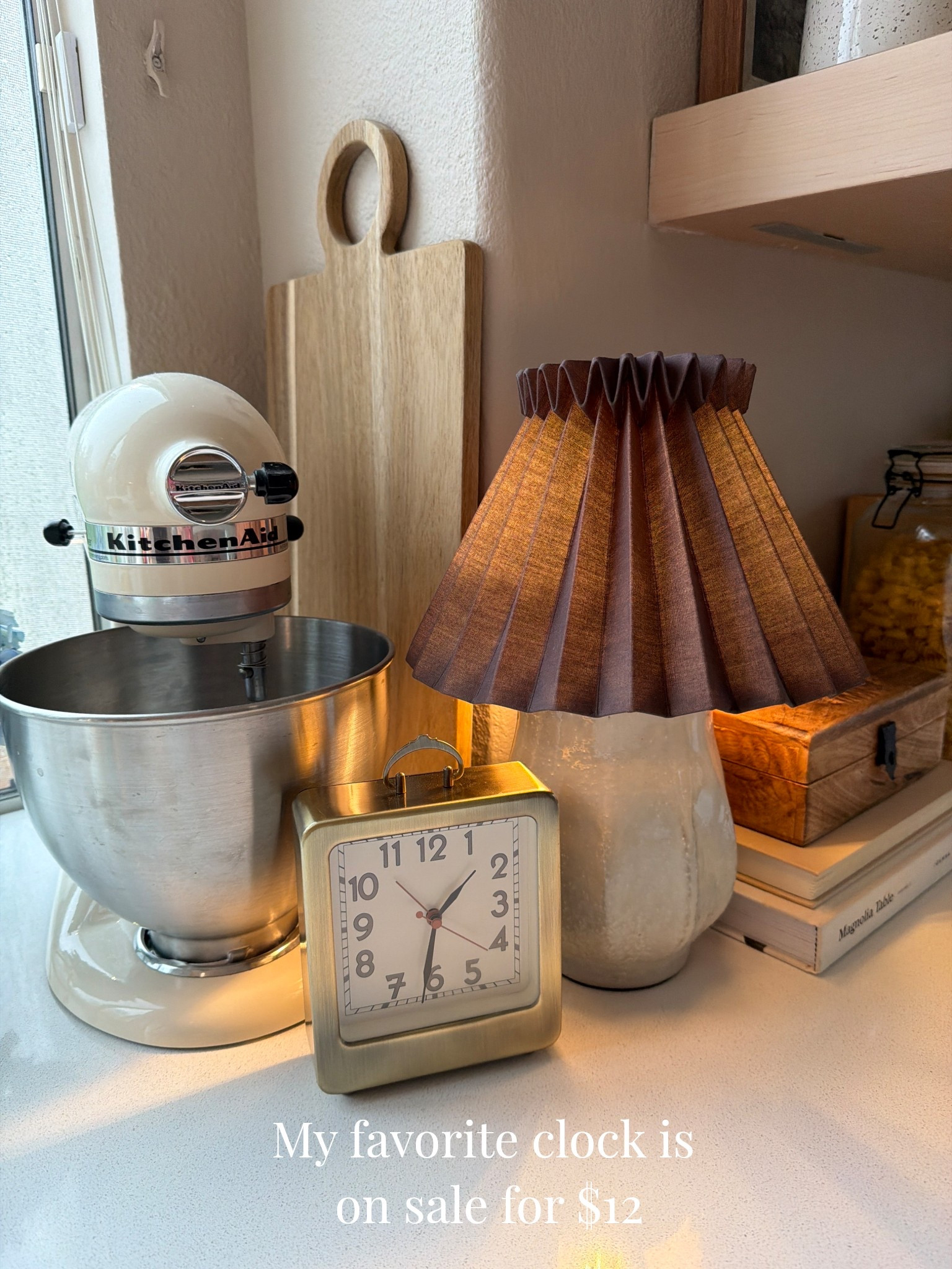 Hearth and hand kitchen clock #onsale #targetsale #presidentsdaysale #brassclock #vintagedecor#shelfstyling 

#LTKHome #LTKmomlife