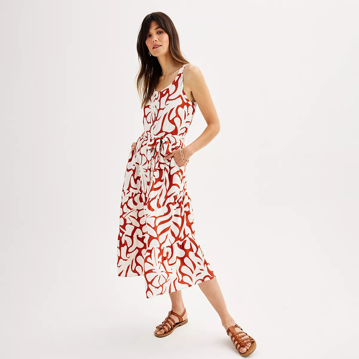 Women's Sonoma Goods For Life® Tiered Button Front Scoopneck Midi Tank Dress | Kohl's