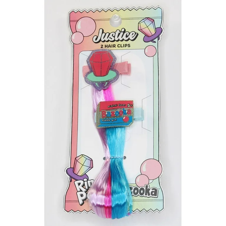 Justice Girl's Bazooka Ring Pop Faux Hair Clips, 2-Piece, Multi | Walmart (US)