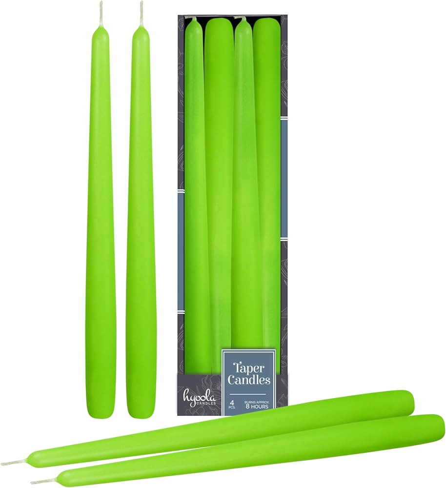 Hyoola Tall Taper Candles - 10 Inch Lime Green Unscented Dripless Taper Candles - 8 Hour Burn Tim... | Amazon (US)