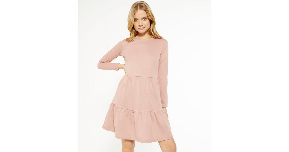 Pale Pink Tiered Smock Mini Dress 
						
						Add to Saved Items
						Remove from Saved Items | New Look (UK)
