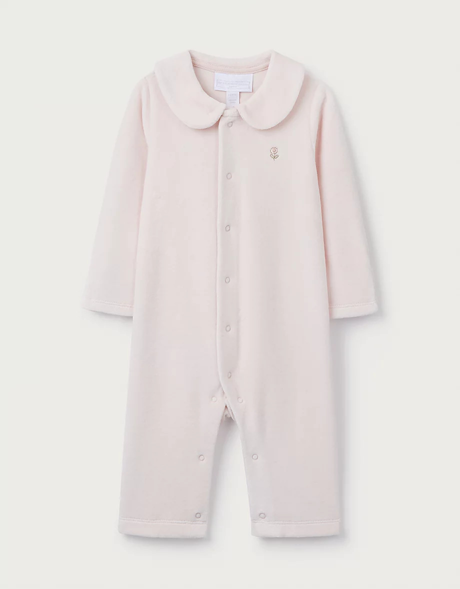 Organic Cotton Velour Collared Sleepsuit (0–24mths) | The White Company UK & ROW