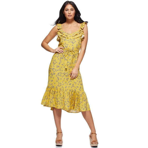 Sofia Jeans by Sofia Vergara Flutter Sleeve Midi Dress, Women's | Walmart (US)