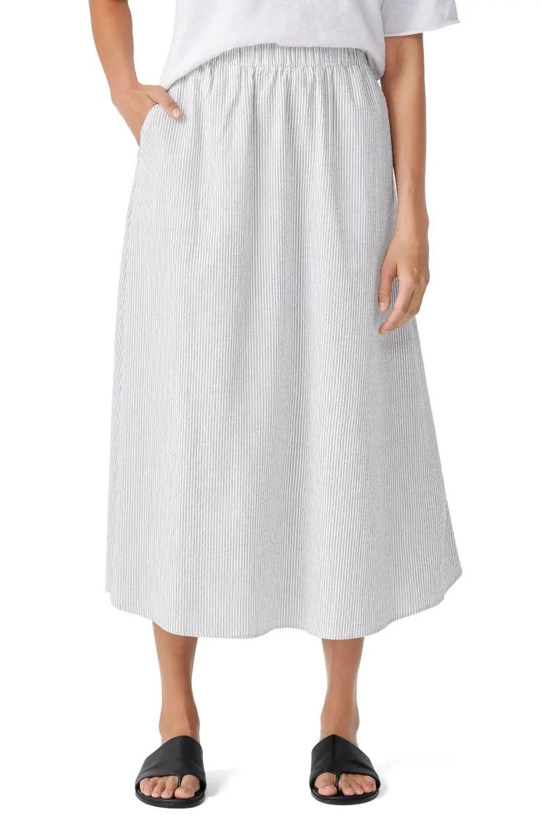 Eileen Fisher Stripe Organic Cotton A-Line Skirt | Nordstrom | Nordstrom