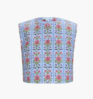 The Rosalie Top - Blue Floral Block Stripe | Hill House Home US