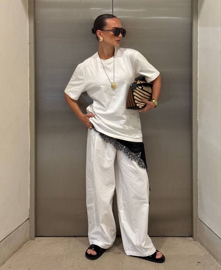 White shirt
Black satin top
White pants

#LTKootd #LTKMothersDay #LTKselfcare