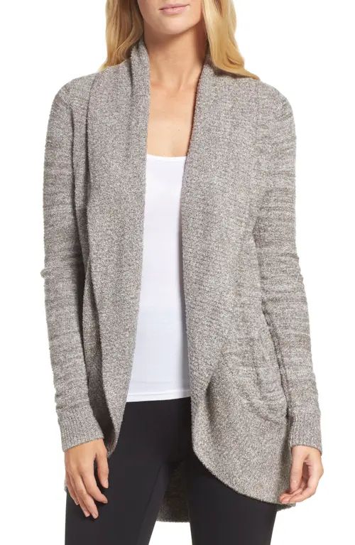 barefoot dreams CozyChic Lite® Circle Cardigan in Cocoa/Pearl Heather at Nordstrom, Size X-Small | Nordstrom