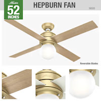 Hepburn with LED Light 52 inch Ceiling Fan | Hunter Fan Company