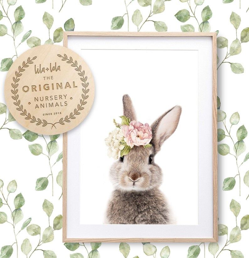 Nursery Wall Art, Girls Bedroom Decor, Bunny Rabbit Print, Animal Prints, Printable Art, Digital ... | Etsy (US)