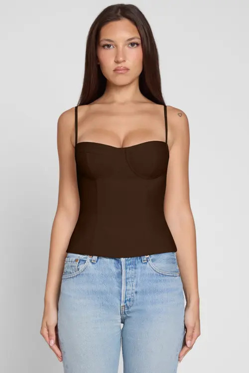 LEAU Bali Bustier Corset Top in Brown at Nordstrom, Size Large | Nordstrom
