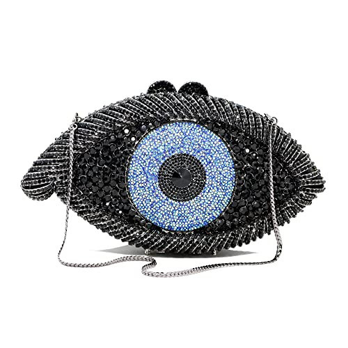 Chaliwini Black Clutch Purses For Women's Evening Handbags Evil Eye Designers Bridal Wedding Crystal Prom bags (Black) | Amazon (US)