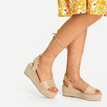 Lace Up Espadrille Flatform Wedge Sandals | SHEIN