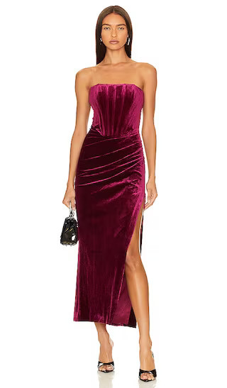 Everlasting Velour Midi Dress in Burgundy Red Midi Dress Fall Midi Dress Fall Formal Dress Winter | Revolve Clothing (Global)