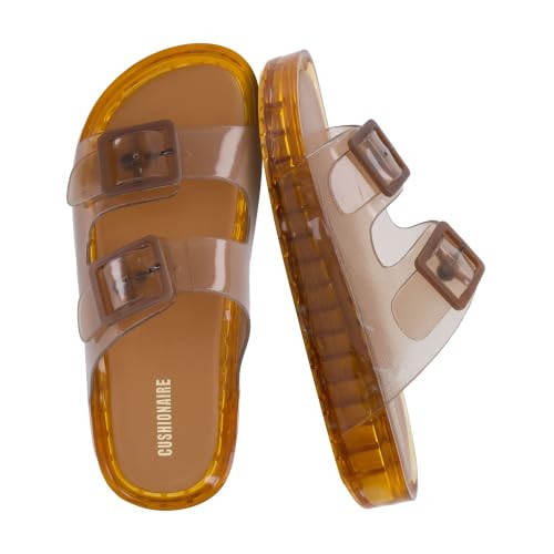 CUSHIONAIRE Pool-K Jelly Sandals for Girls, Waterproof Slip-On Slides with Double Adjustable Buckles, Comfortable Everyday Wear Kids Sandals, WHISKEY 3 | Amazon (US)