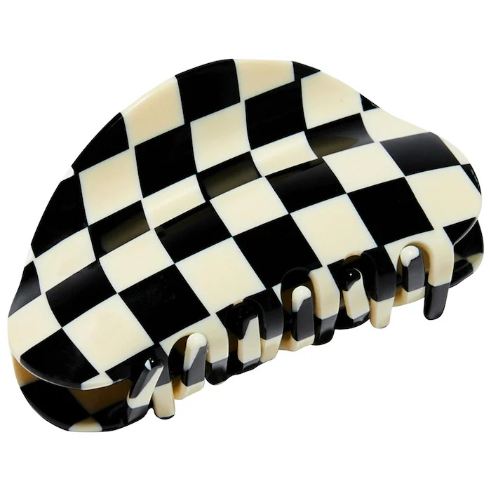 Medium Checker Hair Claw Clip in Black + White | Sephora (US)