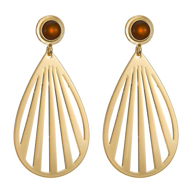 Time and Tru Women's Modern Teardrop Earring, Faux Tiger's Eye | Walmart (US)
