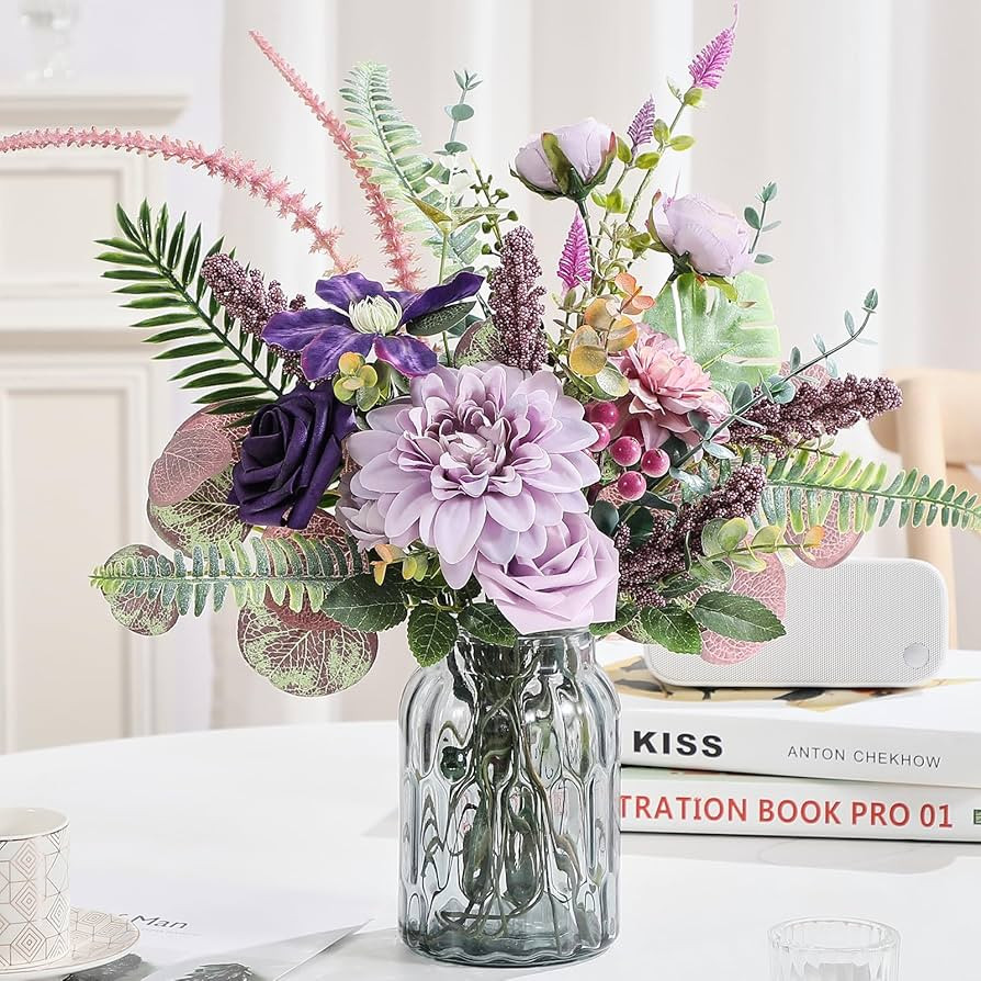 Serwalin 𝟯𝟵 Pcs Artificial Flowers Bouquets, 𝟭𝟵'' Silk Spring Flowers Arrangement for... | Amazon (US)