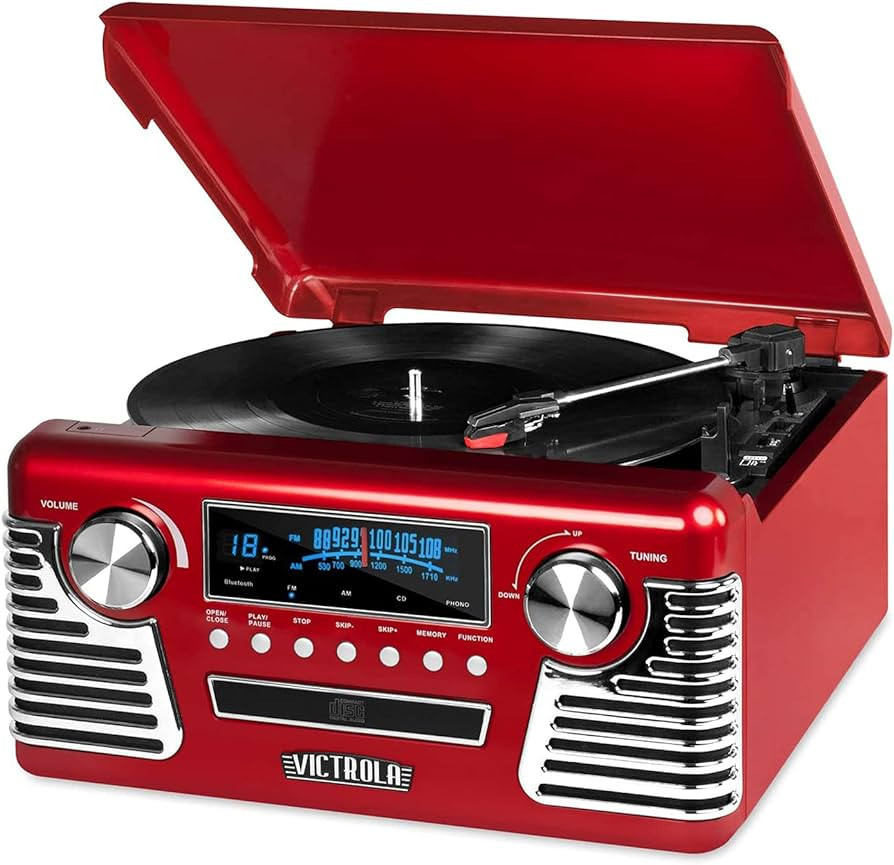Victrola 50's Retro Bluetooth Record Player & Multimedia Center with Built-in Speakers - 3-Speed ... | Amazon (US)