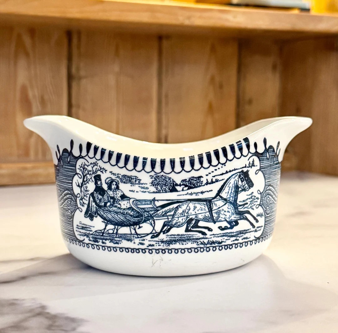 Currier and Ives Blue by Royal Gravy Boats With Double Spouts. Sold Separately. Blue Transferware... | Etsy (US)